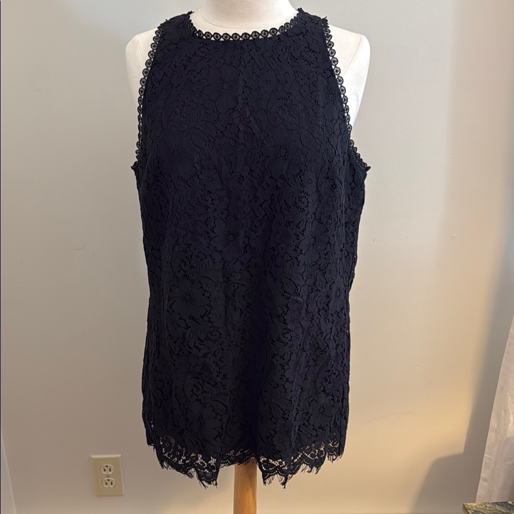 CAbi Black Lace Sleeveless Blouse